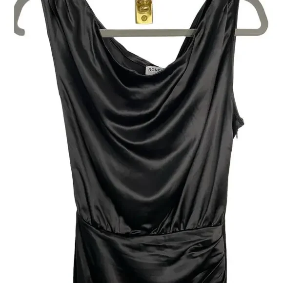 Revolve Nonchalant Label Dinah One Shoulder Dress Satin Gown Black Size M